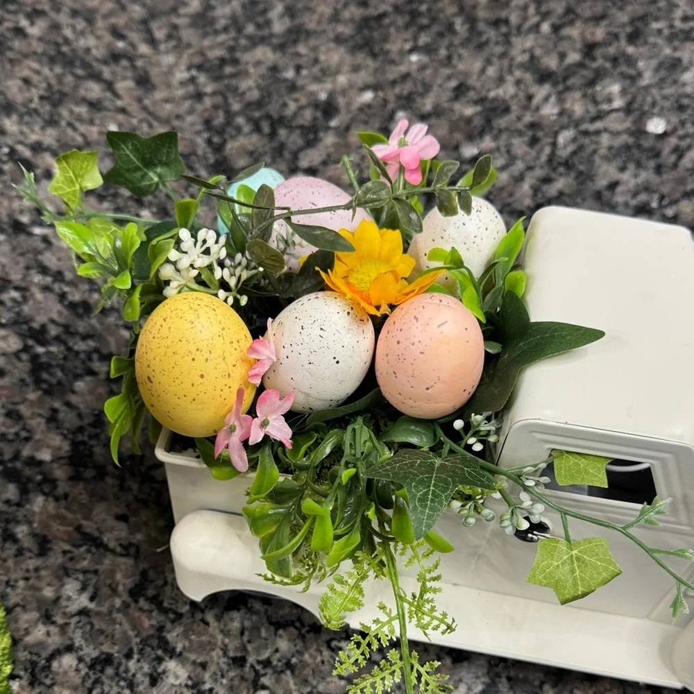Easter Bunny and White Truck Home Accent EUC